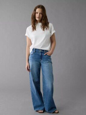 AE Dreamy Drape Strigid Low-Rise Ultra Wide-Leg Jean NEW